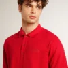 Men's polo shirt in red cotton piquet