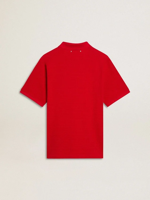 Men's polo shirt in red cotton piquet