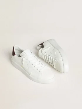 Men’s Purestar with white leather star and burgundy croc-print leather heel tab