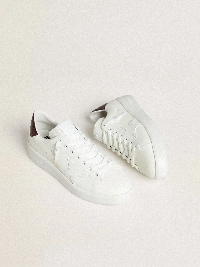 Men’s Purestar with white leather star and burgundy croc-print leather heel tab