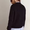 Men’s round-neck sweater in dark blue cotton