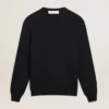 Men's round-neck sweater in dark blue cotton with logo