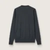 Men's round-neck sweater in dark gray mélange wool