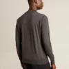 Men's round-neck sweater in dark gray mélange wool