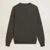 Men's round-neck sweater in dark gray mélange wool