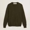 Men's round-neck sweater in military green cotton