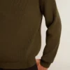 Men's round-neck sweater in military green cotton