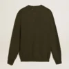 Men's round-neck sweater in military green cotton