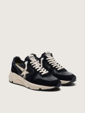 Men’s Running Sole in black nappa leather and suede with a white star