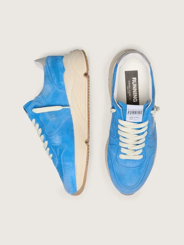 Men’s Running Sole in bright blue suede with white star