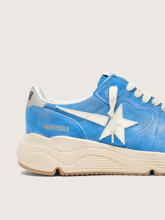 Men’s Running Sole in bright blue suede with white star