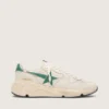 Men’s Running Sole in cream nylon and leather with green leather star