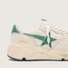 Men’s Running Sole in cream nylon and leather with green leather star