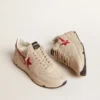 Men's Running Sole in gray morn nappa leather with red nappa leather star and heel tab