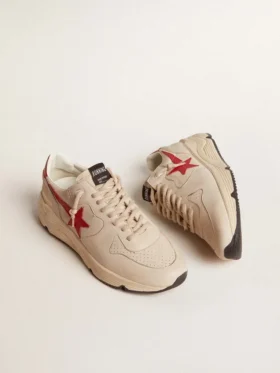 Men’s Running Sole in gray morn nappa leather with red nappa leather star and heel tab