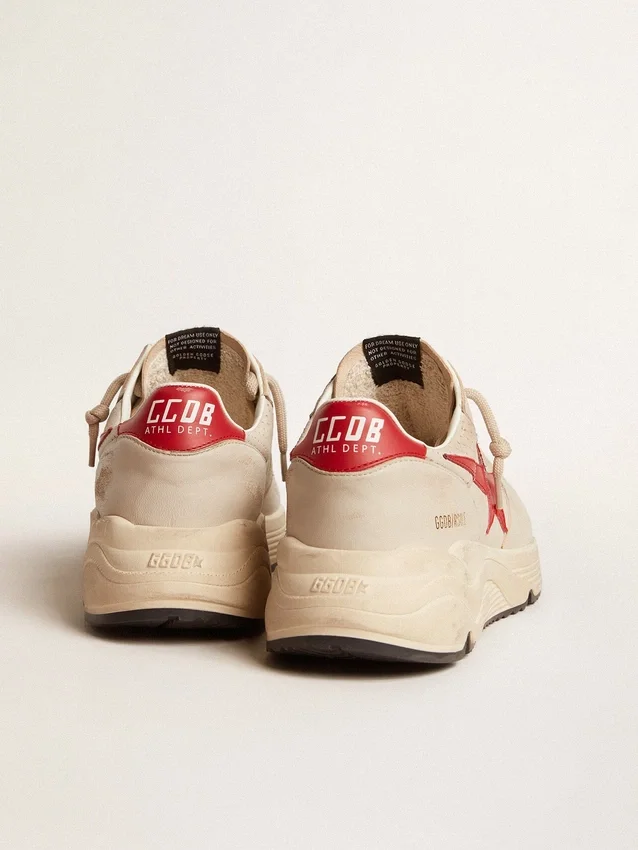 Men's Running Sole in gray morn nappa leather with red nappa leather star and heel tab