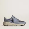 Men's Running Sole in light blue nylon and nubuck with black star