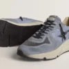Men's Running Sole in light blue nylon and nubuck with black star