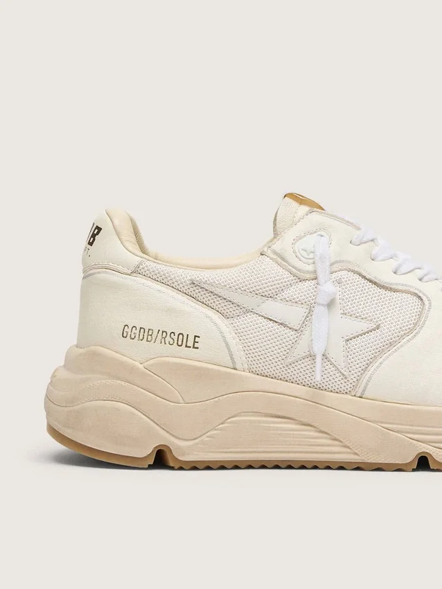 Men's Running Sole in mesh and white nappa