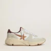 Men's Running Sole in nylon and suede with brown leather star and burgundy leather heel tab