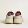 Men's Running Sole in nylon and suede with brown leather star and burgundy leather heel tab