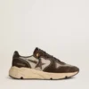 Men's Running Sole in nylon and suede with printed star and leather heel tab