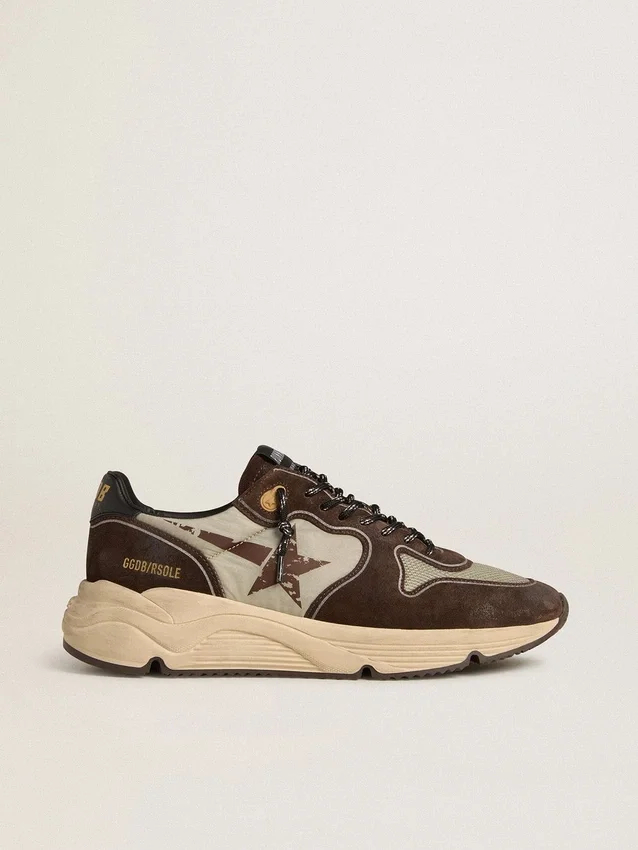 Men's Running Sole in nylon and suede with printed star and leather heel tab