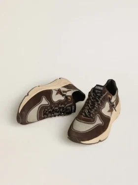 Men’s Running Sole in nylon and suede with printed star and leather heel tab
