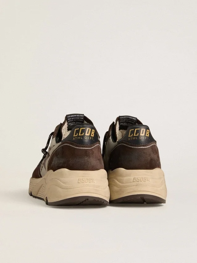 Men's Running Sole in nylon and suede with printed star and leather heel tab