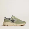 Men's Running Sole in sage-green nylon and suede with printed black star