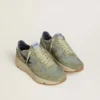 Men's Running Sole in sage-green nylon and suede with printed black star