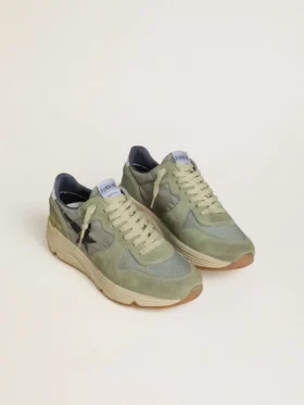 Men’s Running Sole in sage-green nylon and suede with printed black star