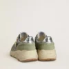 Men's Running Sole in sage-green nylon and suede with printed black star