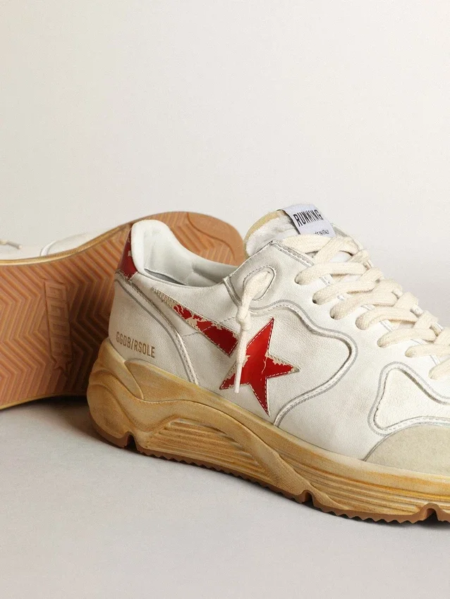Men's Running Sole with leather star and heel tab with red print