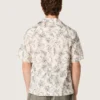 Men's short-sleeved cotton shirt with black and white floral print