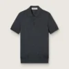 Men’s short-sleeved polo shirt in gray merino wool