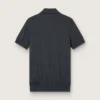 Men’s short-sleeved polo shirt in gray merino wool