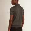 Men’s short-sleeved polo shirt in gray merino wool