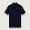 Men’s short-sleeved polo shirt in navy-blue merino wool
