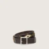 Men’s Sierra belt in mahogany washed leather with decorative studs