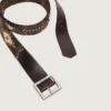 Men’s Sierra belt in mahogany washed leather with decorative studs