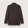 Men's single-breasted blazer in dark brown wool with thin stripe pattern