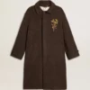 Men's single-breasted Journey coat in wrinkle wool blend with floral pin