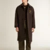 Men's single-breasted Journey coat in wrinkle wool blend with floral pin
