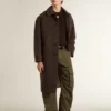 Men's single-breasted Journey coat in wrinkle wool blend with floral pin