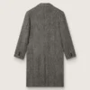Men's single-breasted wool coat with beige and gray herringbone weave