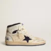 Men's Sky-Star in cream-colored nylon and leather with blue suede star