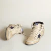 Men's Sky-Star in cream-colored nylon and leather with blue suede star