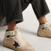 Men's Sky-Star in cream-colored nylon and leather with blue suede star