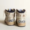 Men's Sky-Star in cream-colored nylon and leather with blue suede star